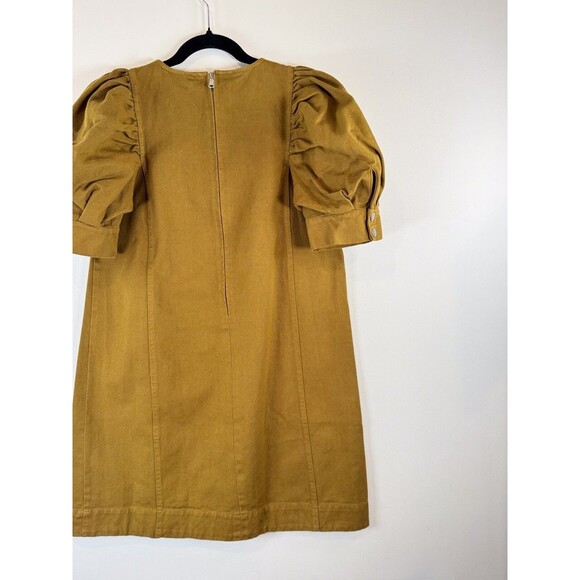 NWT Sea NY Womens Dress Brown Denim Metta Acid Puff Sleeve Mini Jean A Line XS - Picture 9 of 12